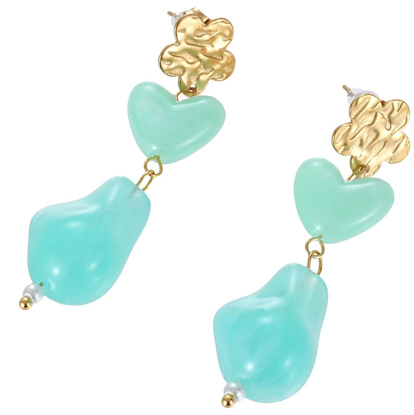 D-B22.2 E1144-028-3 S. Steel Earrings 5cm Blue