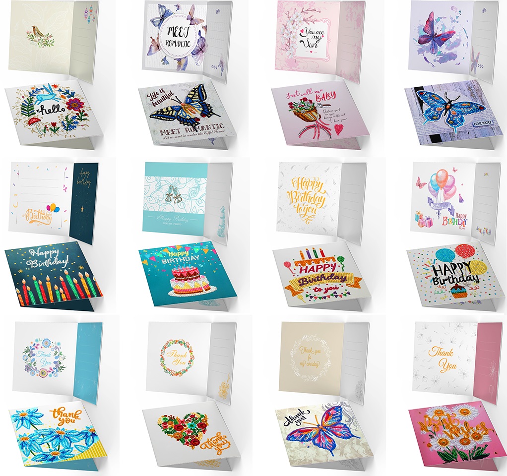 T-F8.1 HKDZ03 Diamond Painting Postcard set 15x15cm 12pcs