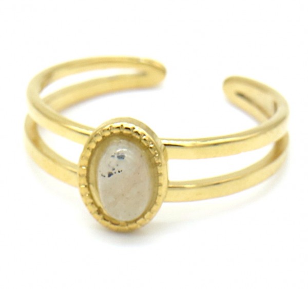 H-C16.2  R2142-018G S. Steel Ring Adjustable Dotted Stone