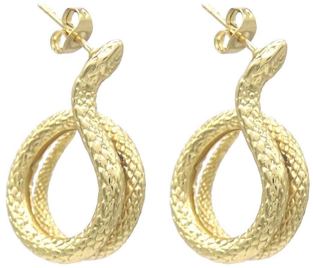 E-E24.2  E126-089G S. Steel Earrings Snake 3cm