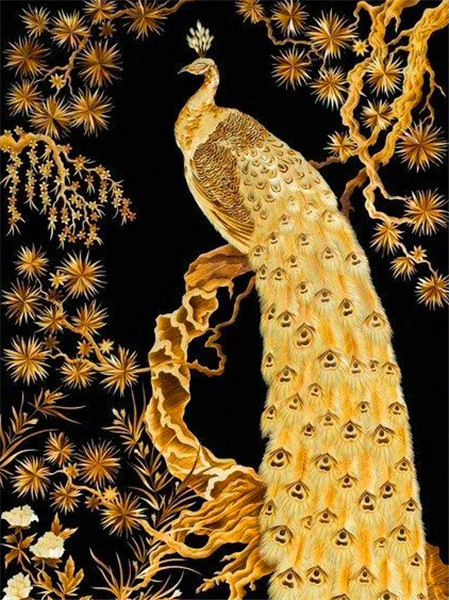 Q-J5.2 DP2280259 Diamond Painting Peacock 50x40cm - Square Stones
