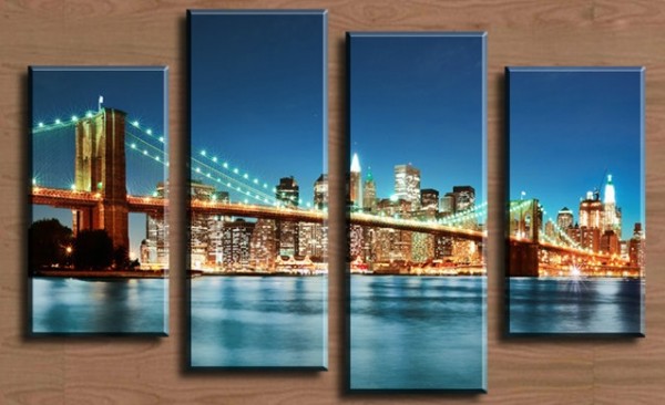 L-A4.2  DF102 Diamond Painting 4 Frames Skyline 120x80cm