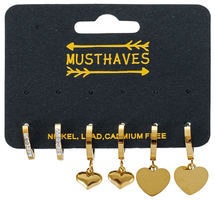 I-D6.2 E1131-076G S. Steel Earring Set 3 Pairs
