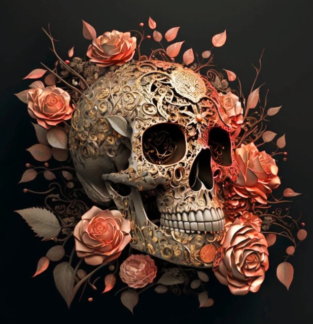 R-E7.1 DP2545027 Diamond Painting Canvas 40x30cm - Painting 35x25cm Skull