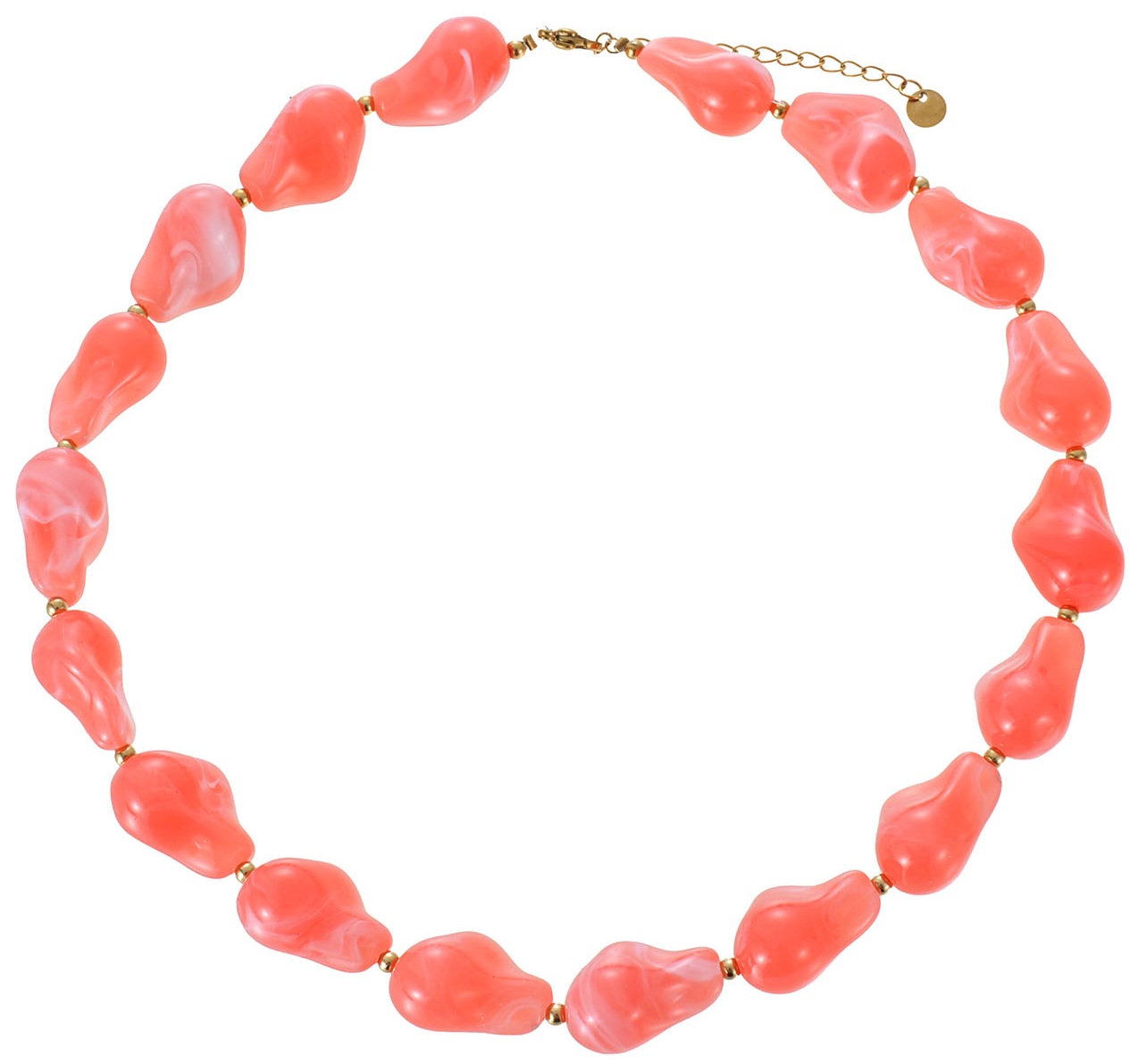 C-B21.1 N1144-023-6 S. Steel Necklace Acrylic Beads - 40-45cm Pink