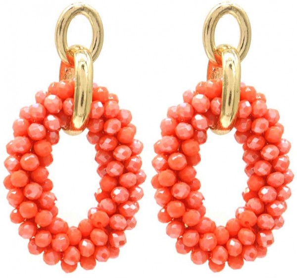D-B16.2 E725-001 No. 7 Earrings Glass 5cm Orange