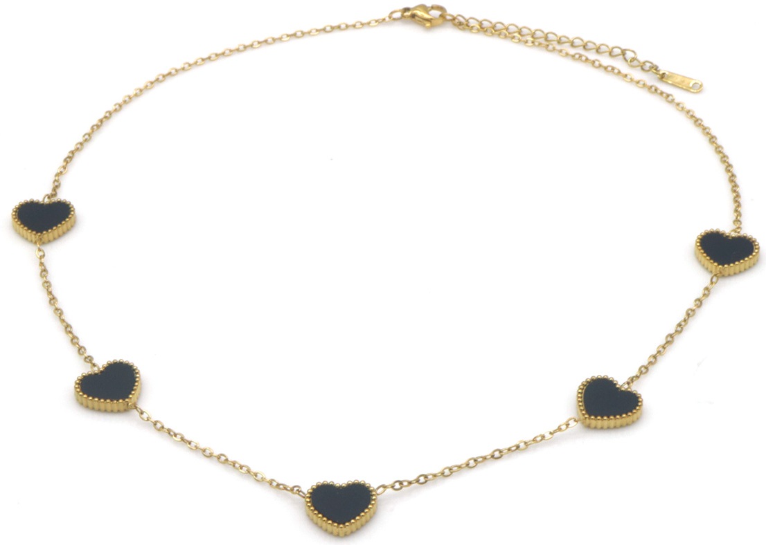 I-D10.2  N1033-008G S. Steel Necklace Hearts MOP 40-45cm