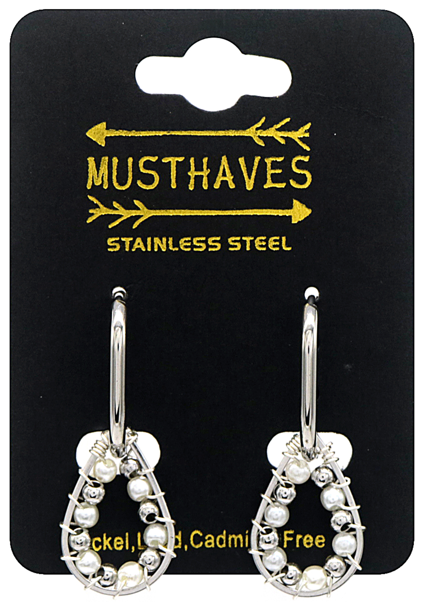 C-C20.5 E221-357S S. Steel Earrings Glass Beads 4cm