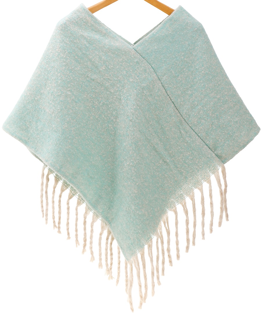 Q-H2.1 SCARF2588-011-2 Woven Winter Poncho Blue