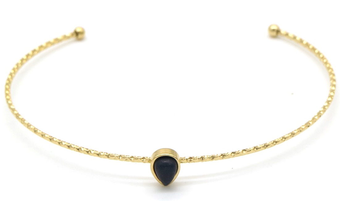 A-B14.1 B010-003G S. Steel Bangle Black Agate