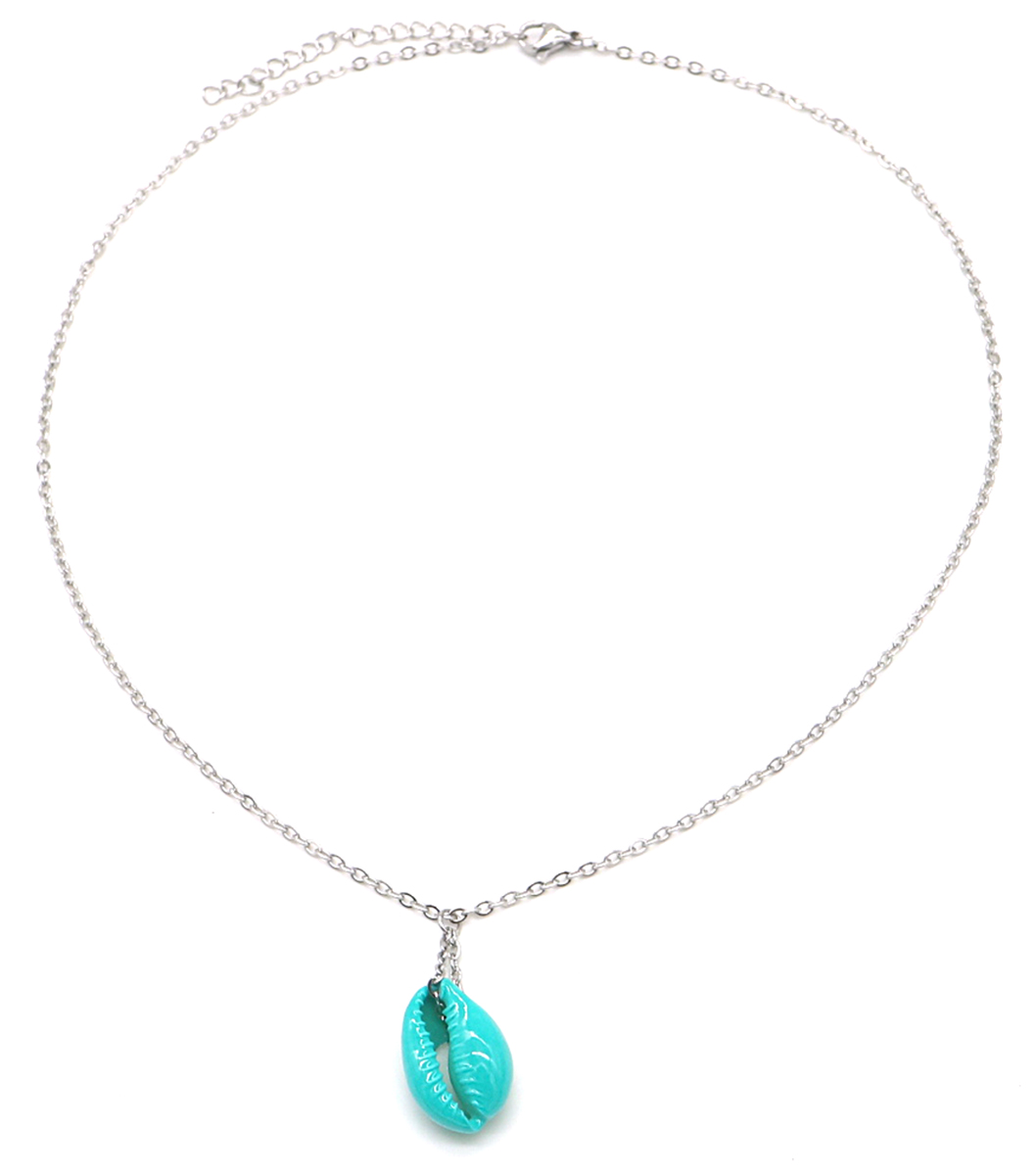 A-C16.1 N2121-0017S S. Steel Necklace with Turqoise Shell Silver
