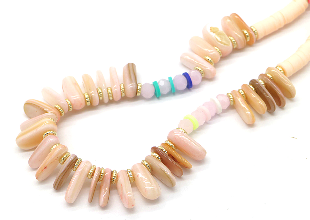 I-F18.2 N536-217 Shell Necklace 42-49cm - Pink