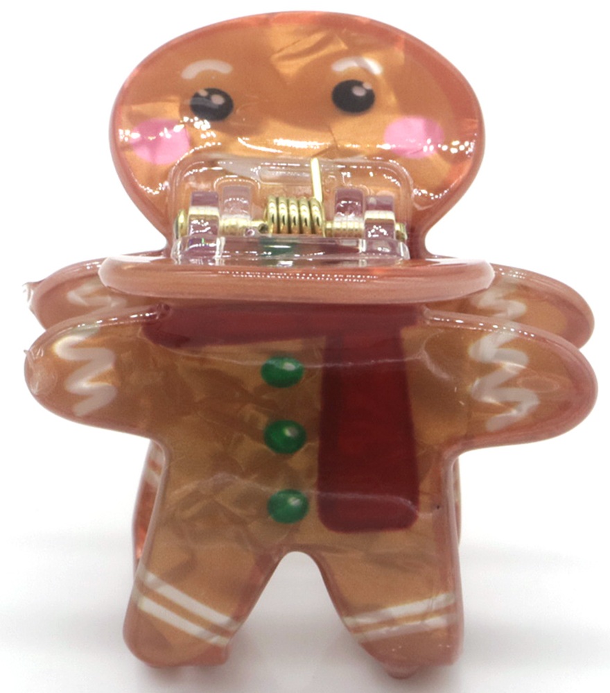 X-C9.2 H1038-023 Hair Claw Christmas Gingerbread Man 4cm