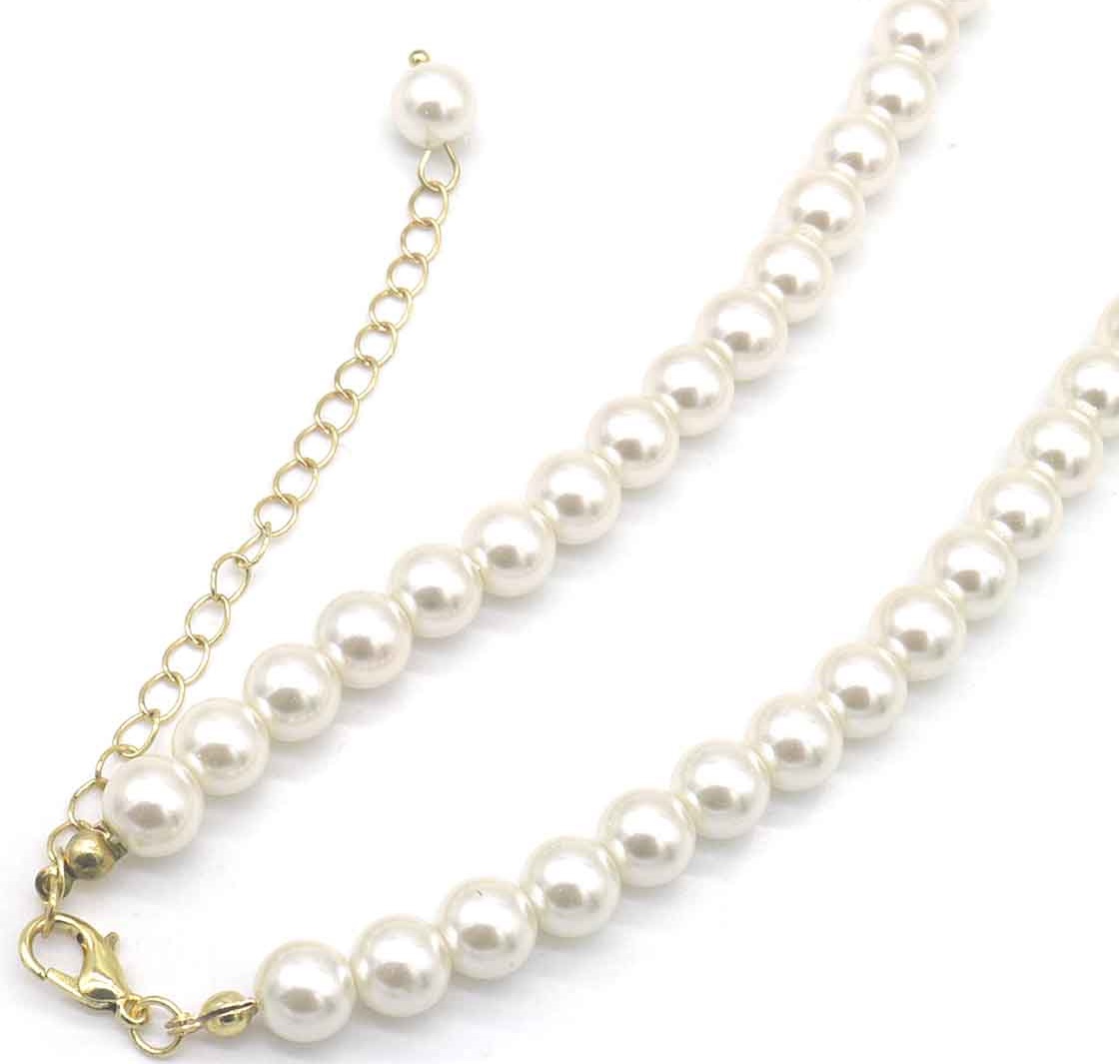 B-C21.1 N2458-010 Necklace Glass Pearls 8mm