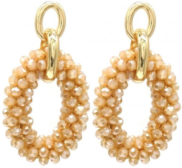 D-E1.2 E725-001 No. 4 Earrings Glass 5cm Brown
