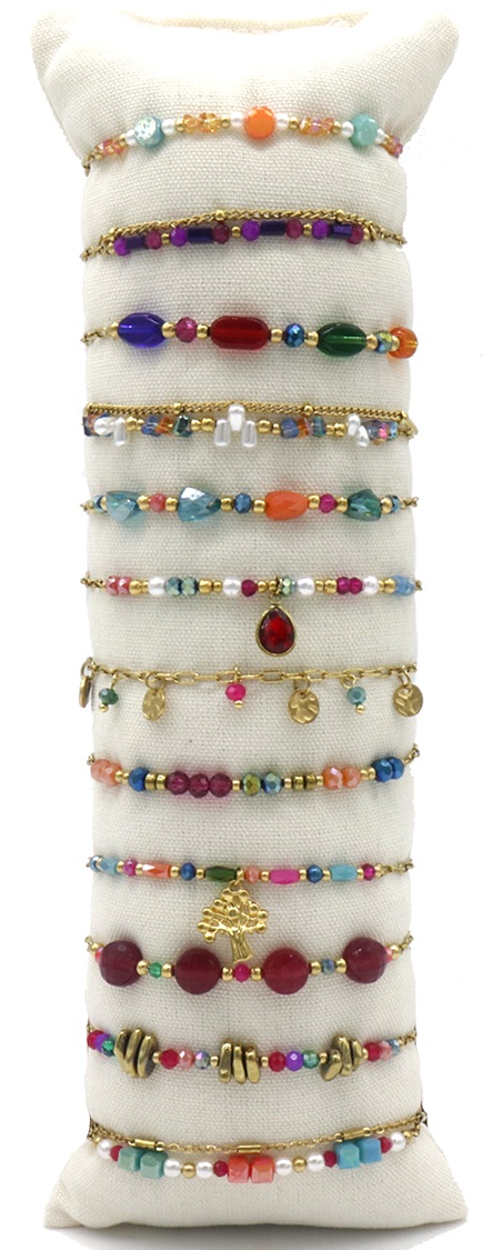 E-F25.1 B1144-005-6 S. Steel Bracelet Set - 12pcs Multi Color