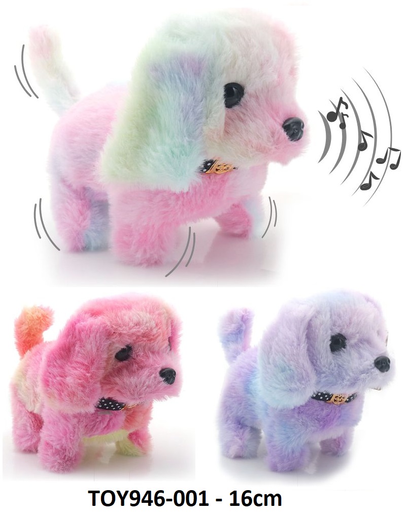 T-E7.1 TOY946-001 Electronic Dog 16cm  - Walking and Barking - Mixed Colors