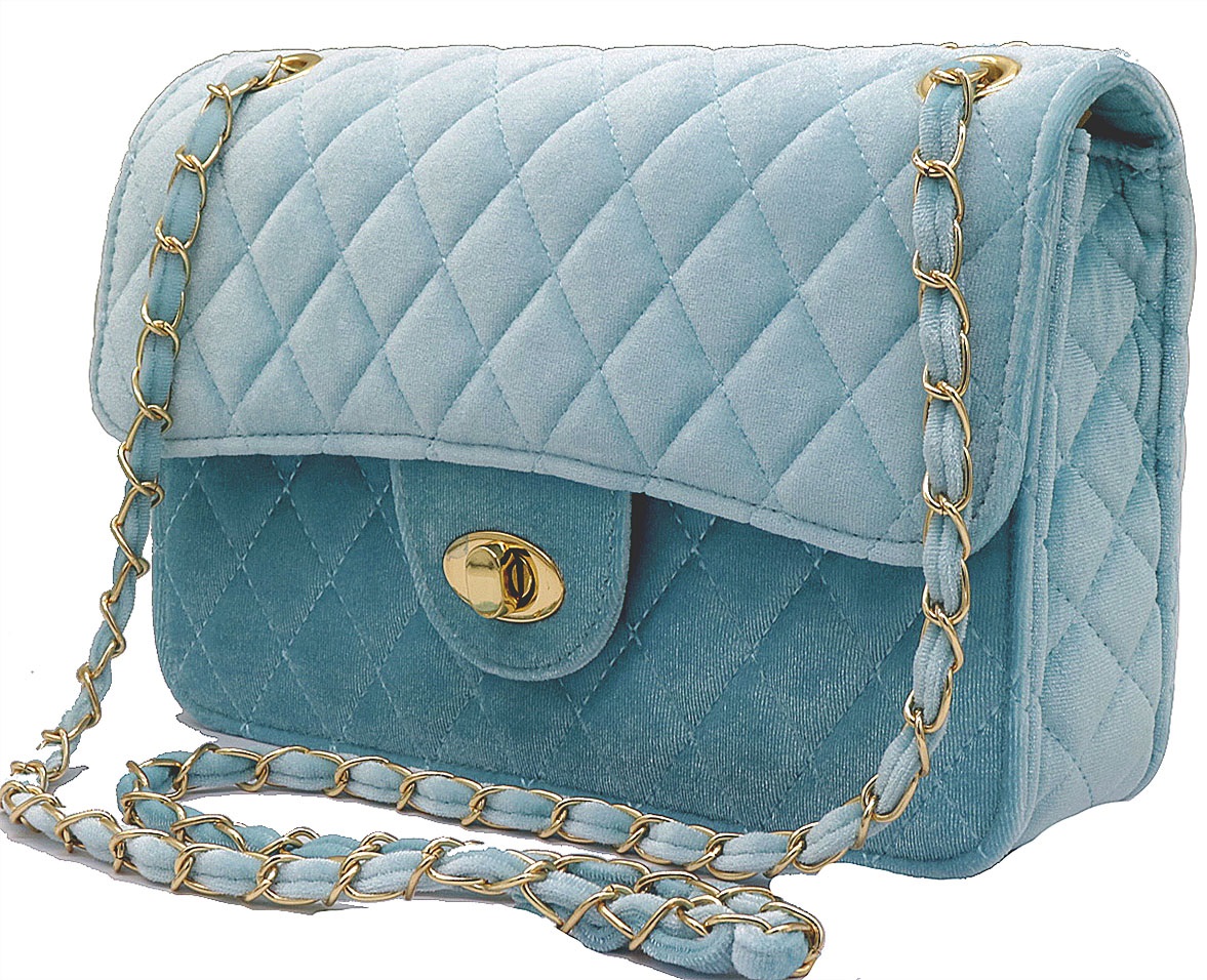 Z-F1.2  BAG603-001F Bag Velvet 27x19x8cm Blue