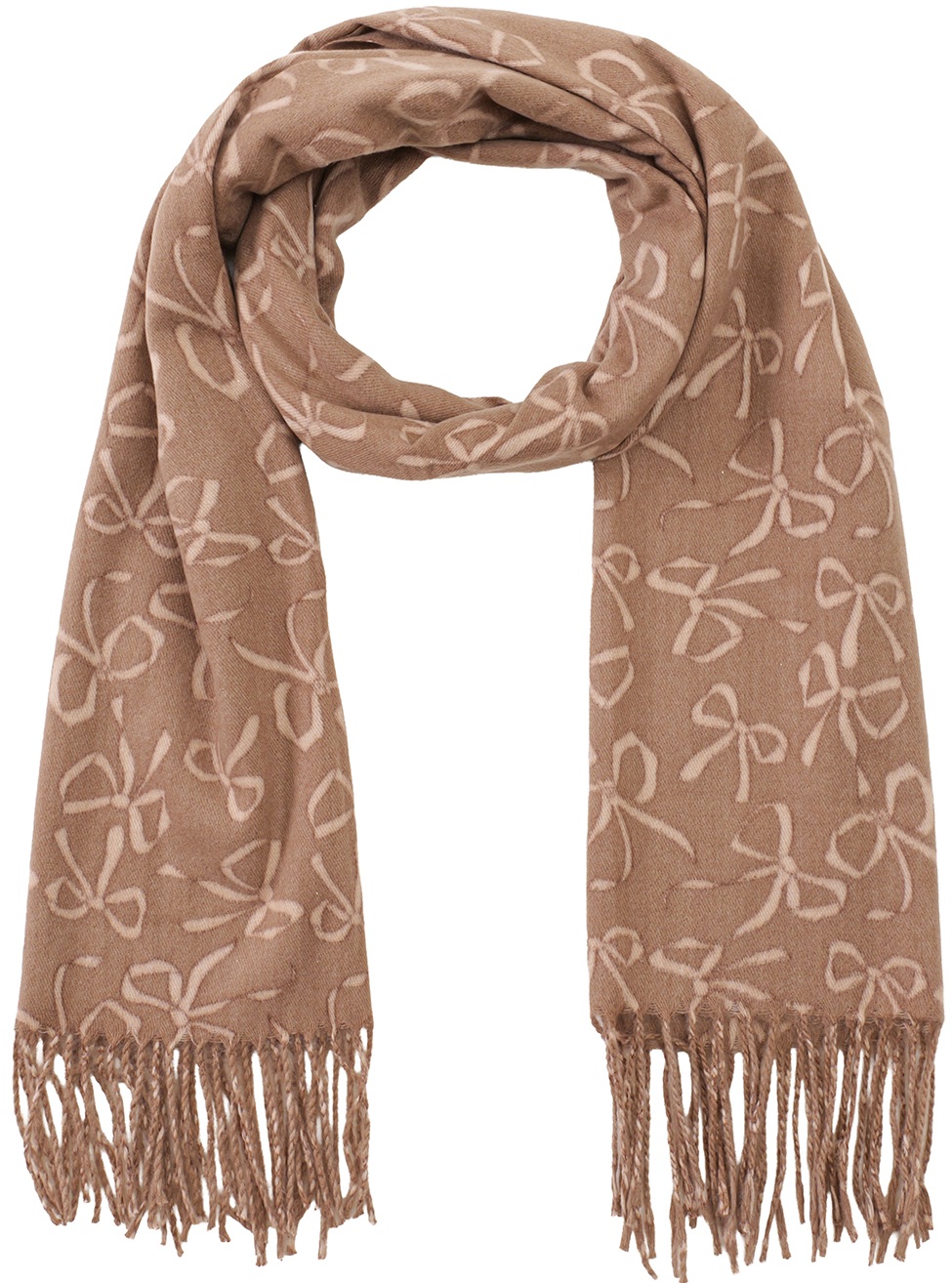 Q-P7.1 SCARF405-658-1 Soft Scarf Bows 180x70cm Brown