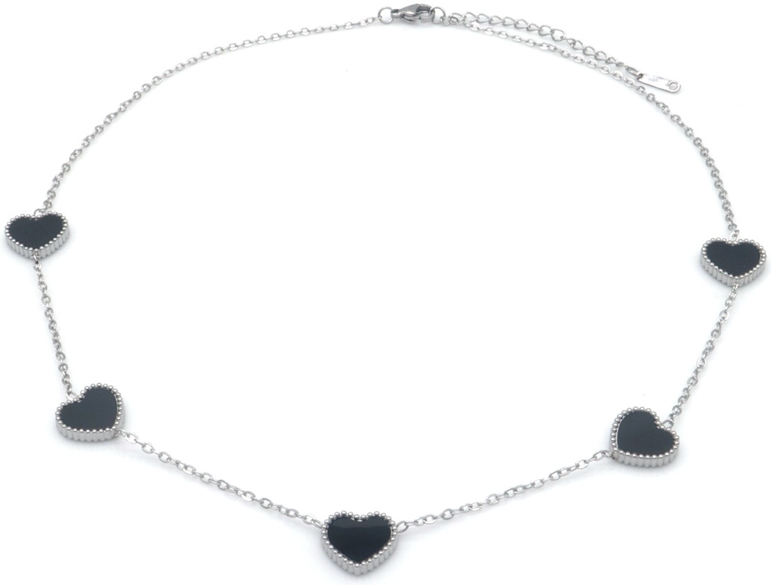 I-B21.1 N1033-008S S. Steel Necklace Hearts MOP 40-45cm