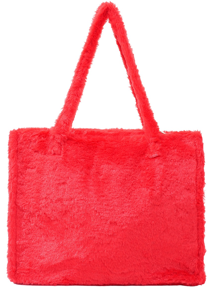 Y-C1.1 BAG1014-001-5 Fluffy Faux Fur Shopper 36x29x13.5cm Red