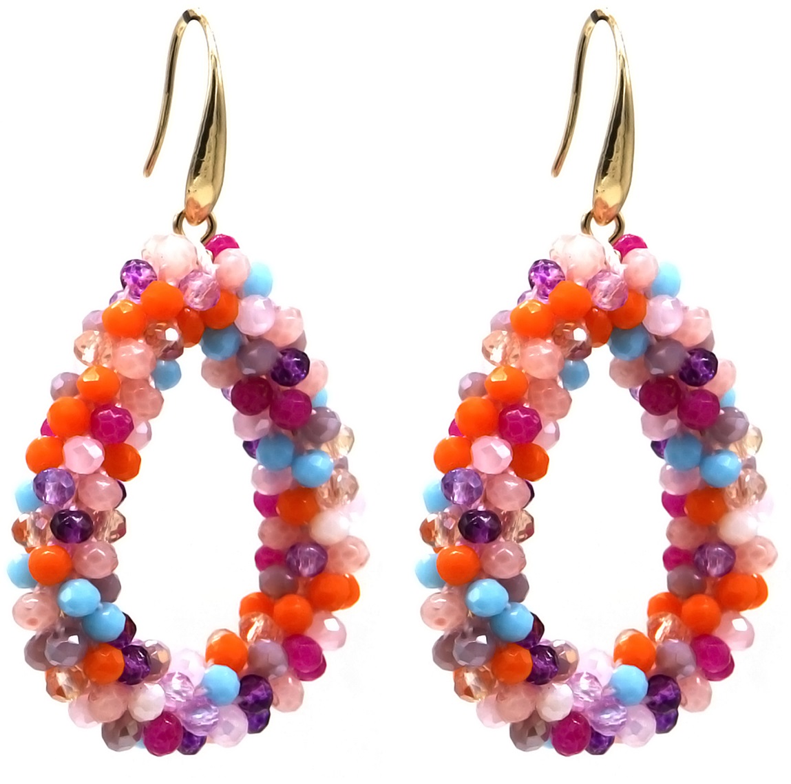 F-A24.1 E007-001F Faceted Glass Beads 4.5x3.5cm Multi