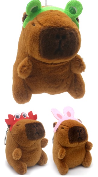 Y-E4.5 KY942-001 Plush Capybara Keychain 10cm - Mixed Designs - 1pc