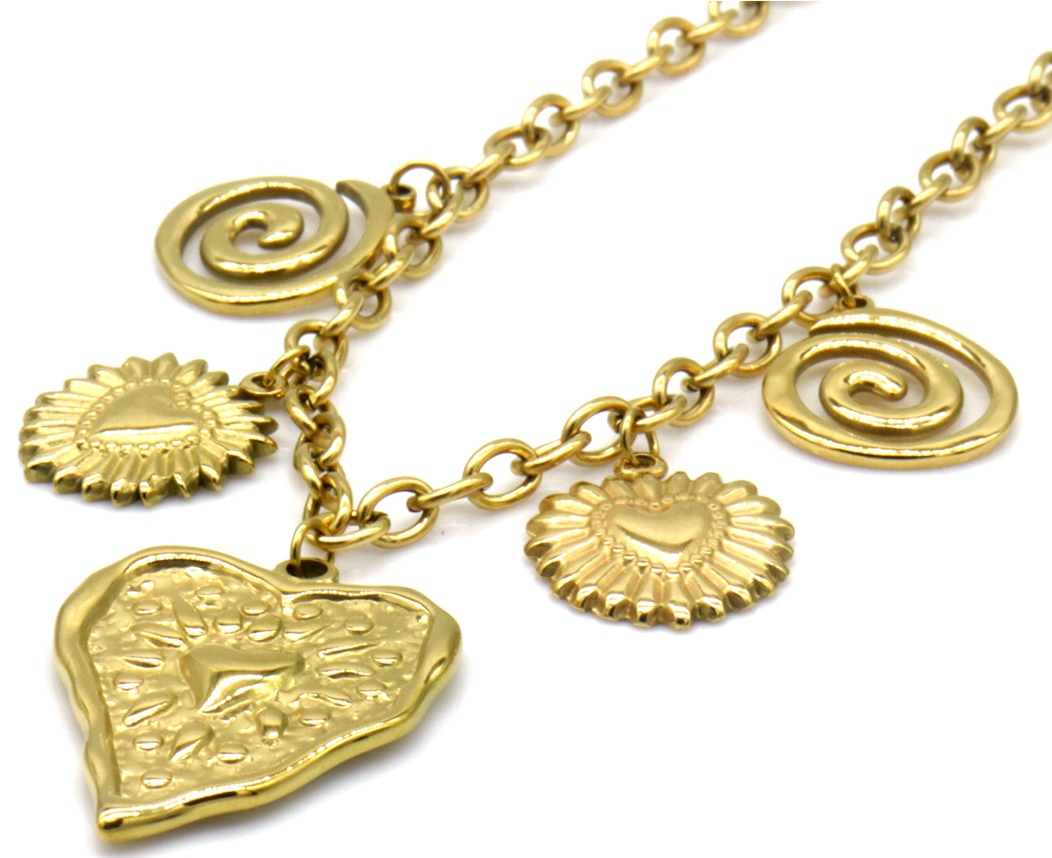 H-E12.2 N1160-001G S. Steel Necklace XL Charms 40-45cm