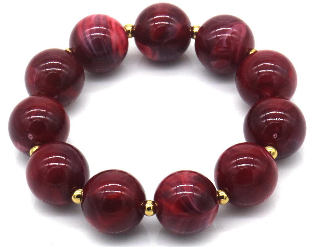 D-D8.2 B2582-043-8 Elastic Bracelet S. Steel and Acrylic Beads Boreaux