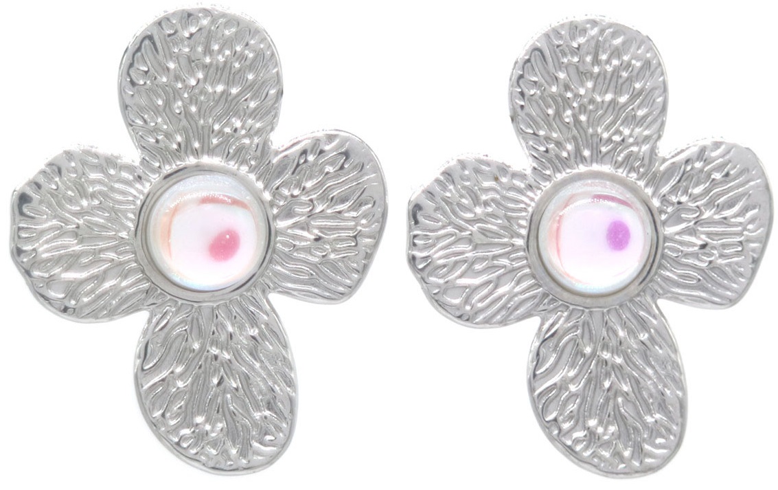 G-C4.4 E103-253S S. Steel Earrings 3.5cm Flower