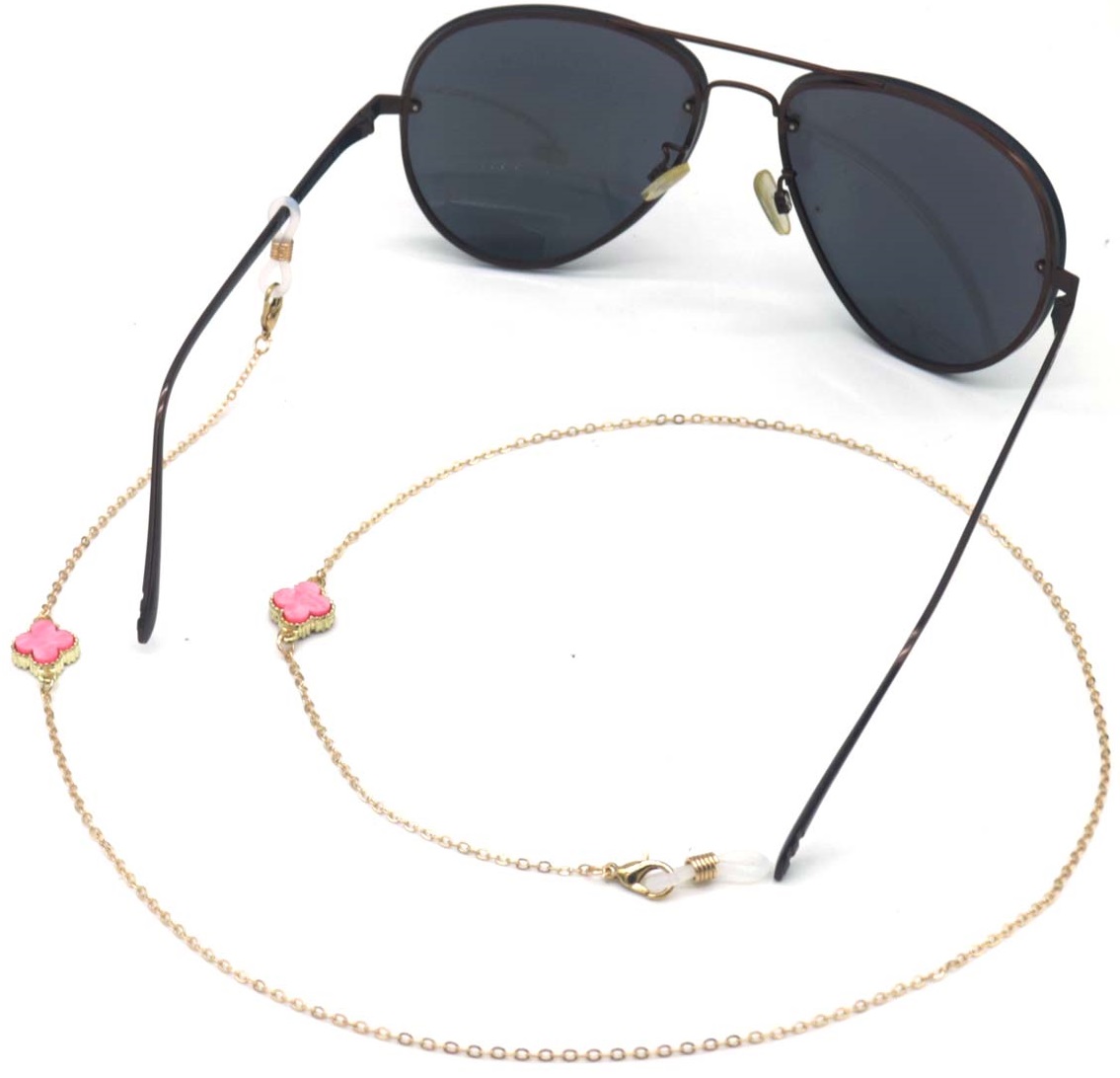 D-A5.1 GL004-094-7 Sunglass Chain Clovers Pink