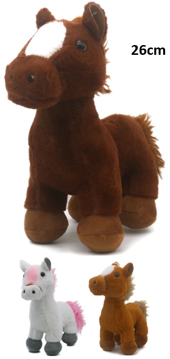 Z-F5.4 TOY2597-049 Plush Horse 26cm - Mixed Colors - 1pc