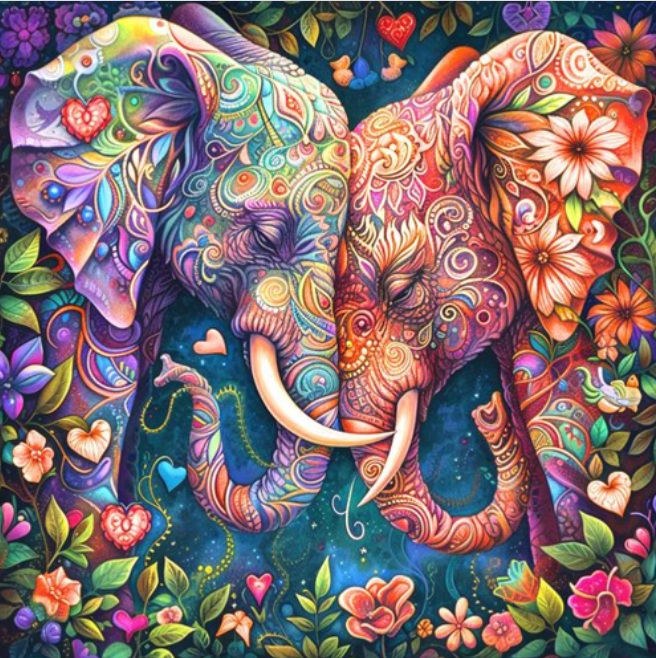 T-K7.2 DP2545047  Diamond Painting -Canvas 50x40cm - Painting 45x35cm Elephants T-K7.2 DP2545047  Diamond Painting -Canvas 50x40cm - Painting 45x35cm Elephants