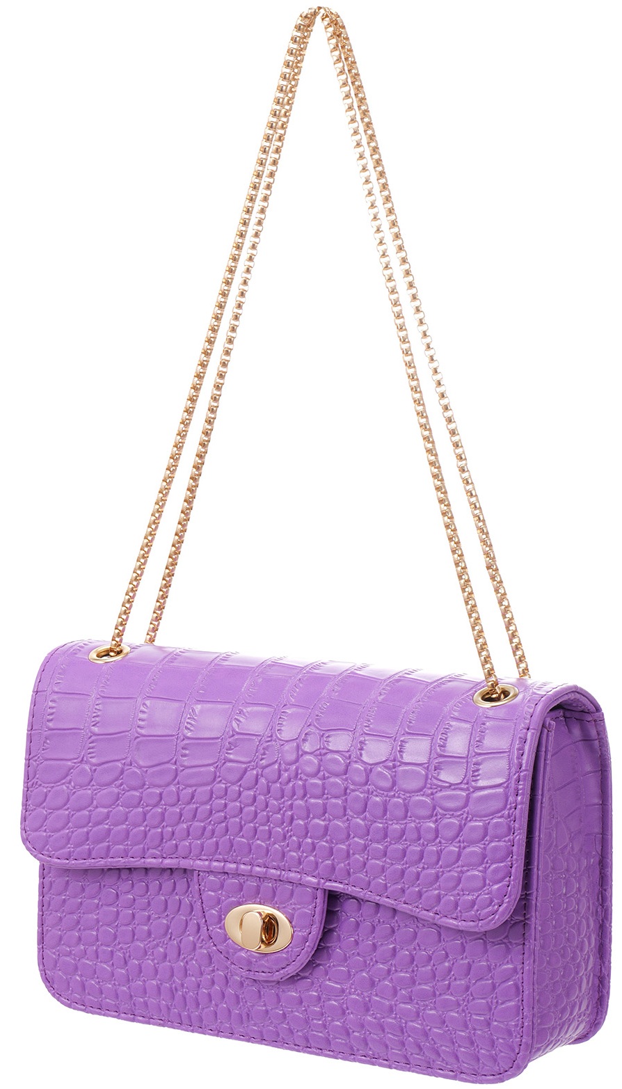R-G3.2  BAG1117-005-4 PU Bag Faux Crocodile  27x17x7.5cm Purple
