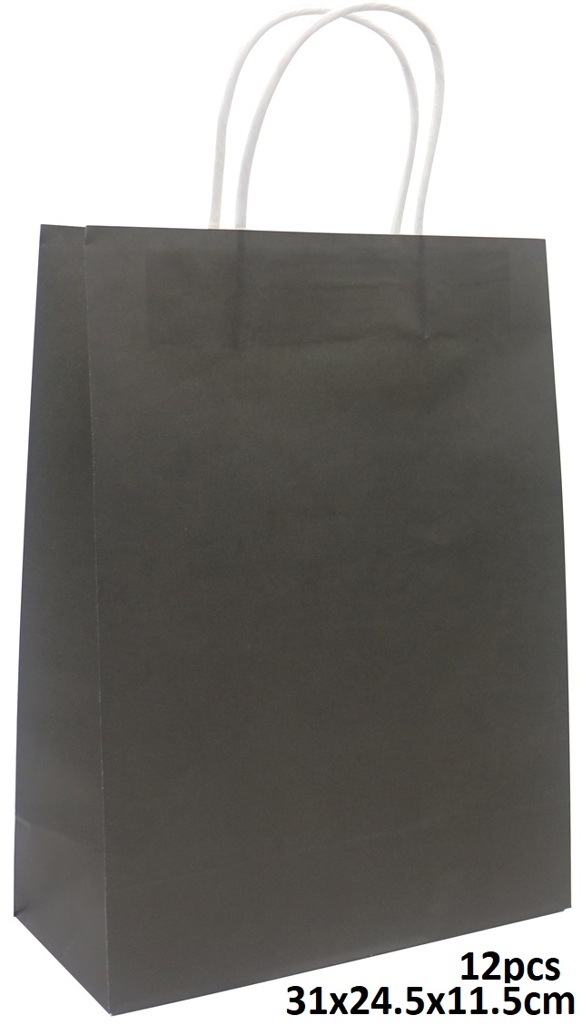 R-O4.2 R-K4.1 PK525-004A Paper Bag 31x24.5x11.5cm Black - 12pcs