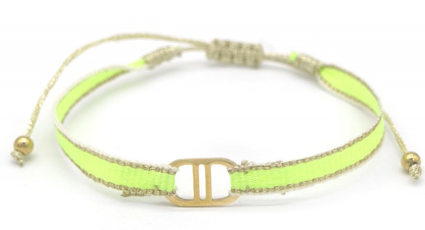I-E20.1 B221-301G Rope Bracelet with S. Steel Charm Gold-Yellow