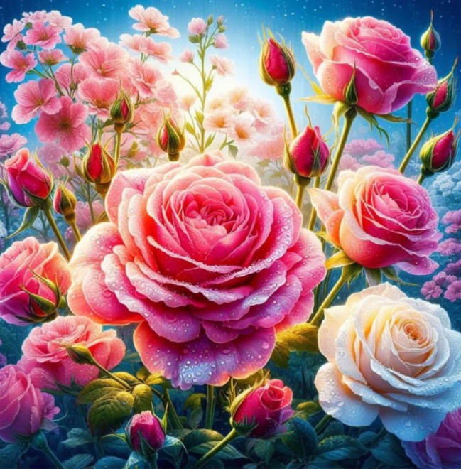 R-N6.1 DP2545007 Diamond Painting -Canvas 30x20cm - Painting 25x15cm Flowers
