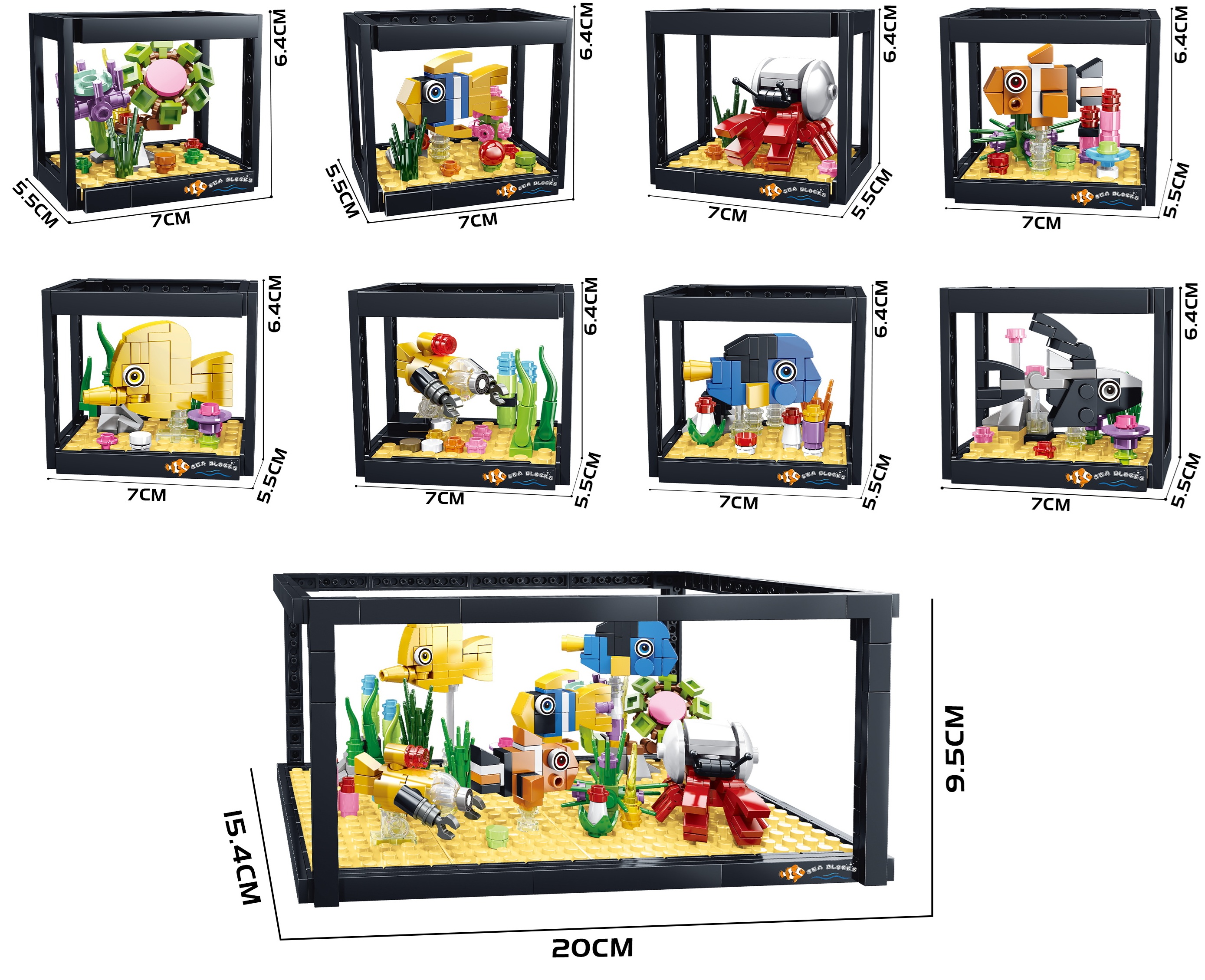 Z-B1.3 BB050 Building Block Set Aquarium 8 in 1  - 729pcs