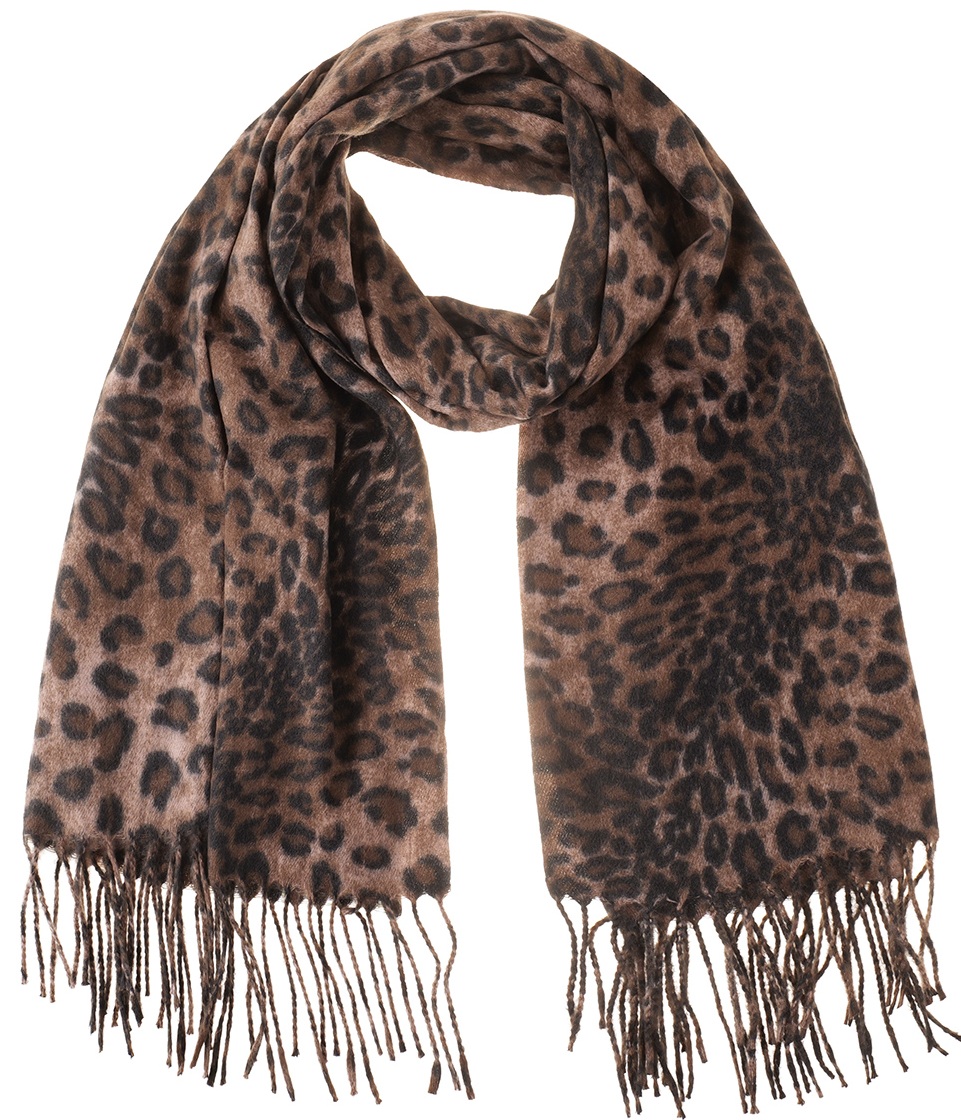 R-B7.1 SCARF405-649-4 Soft Scarf Leopard 180x70cm Brown