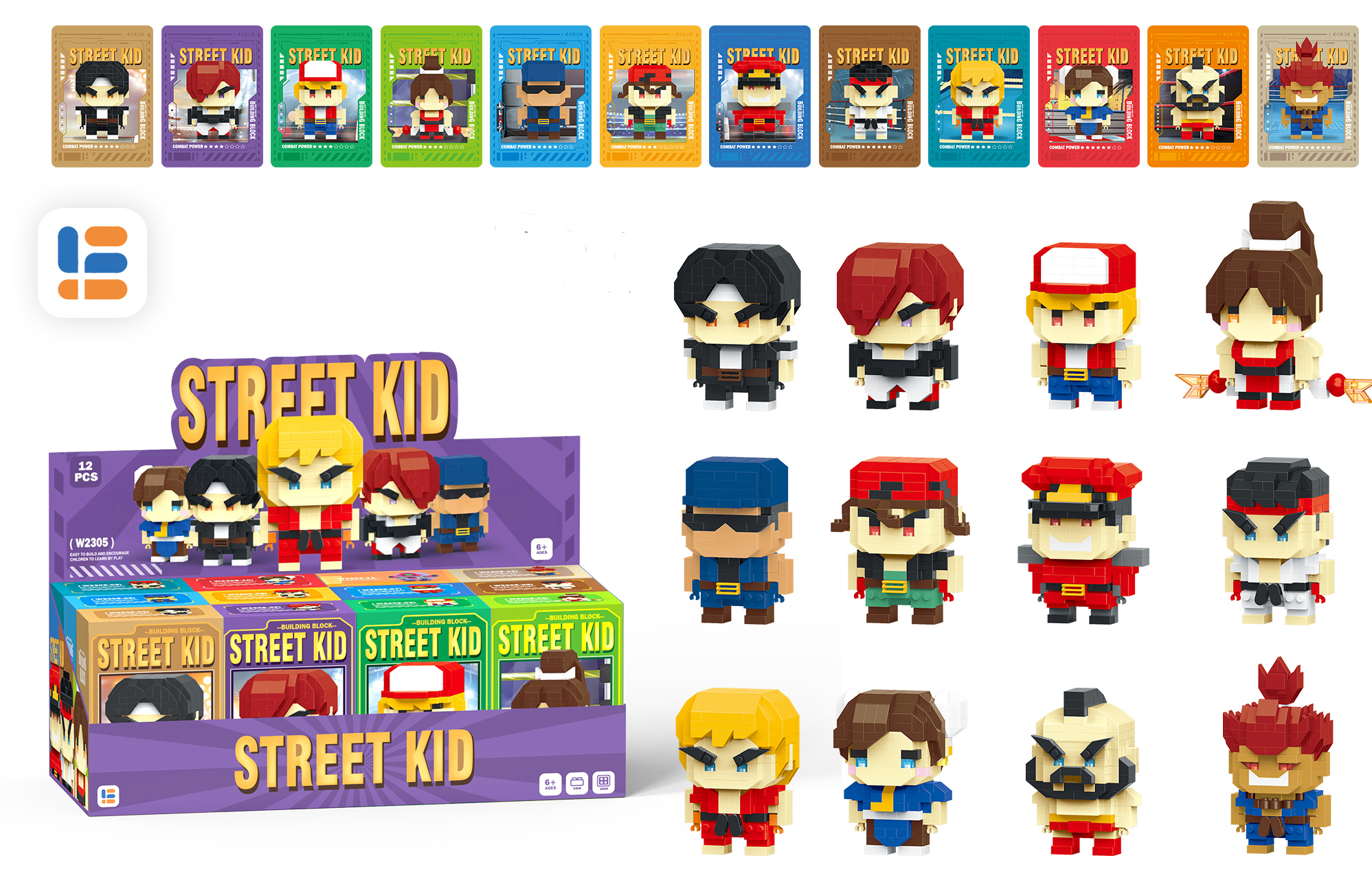 Y-B3.4 W2305 Mini Building Blocks Set in Display 12pcs- Street Kid