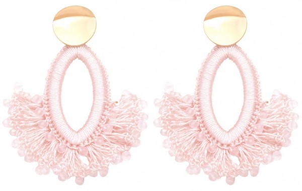 B-D22.1  E1668-001 No. 6 Earrings Glassbeads 7cm Pink