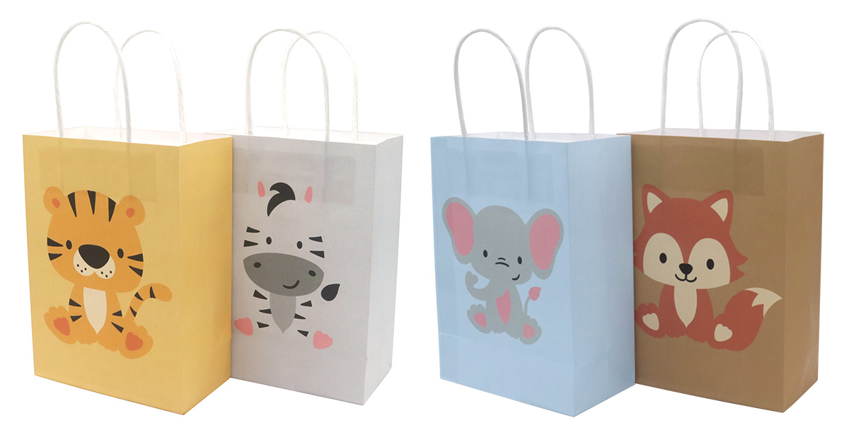 R-J4.1 PK1009-003M Paper Gift Bag for Kids 26.5x21x10.5cm - Mixed Designs - 12pcs