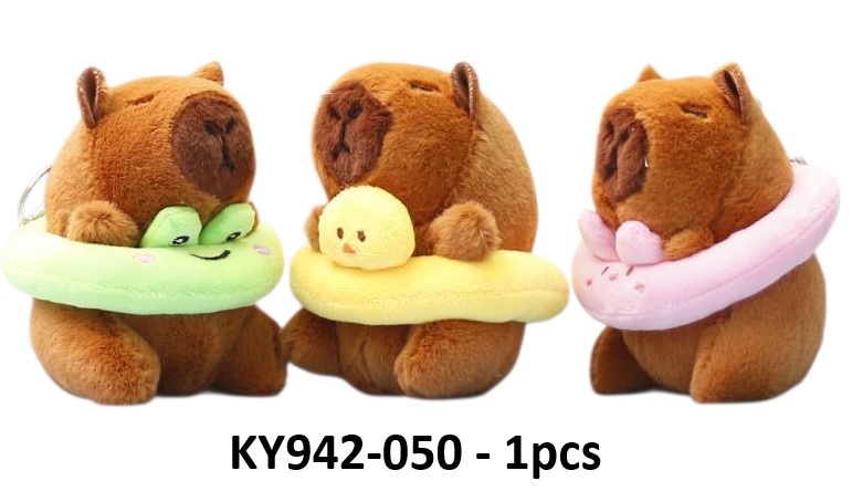 Y-E2.5 KY942-050 Plush Keychain Capybara 11cm Mixed Designs - 1pc Y-E2.5 KY942-050 Plush Keychain Capybara 11cm Mixed Designs - 1pc