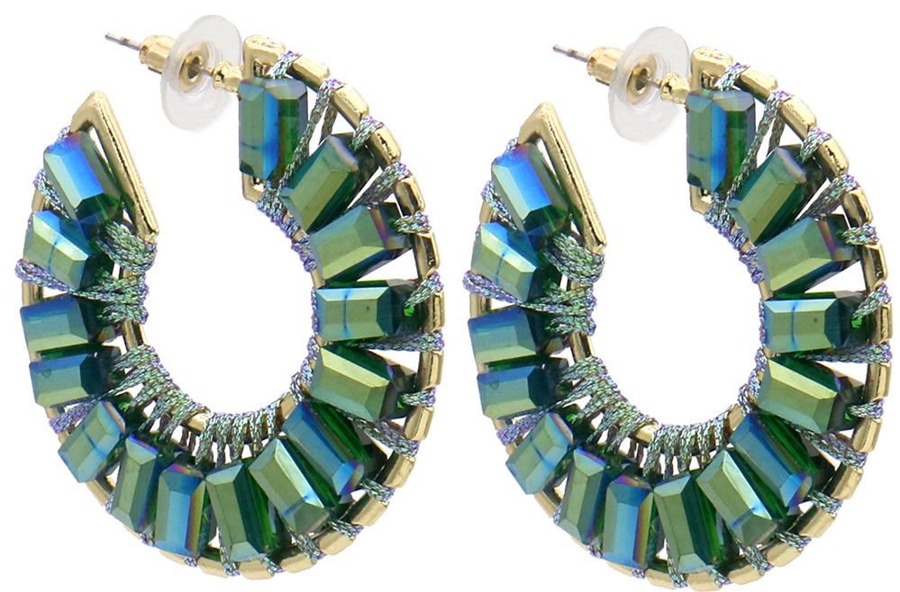 H-B5.2 E2591-143-2 Fashion Earrings Glassbeads 4.5cm Green