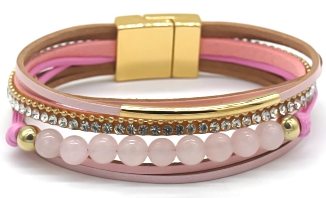 E-F3.1 B825-002-3 Leather Bracelet 19cm Pink