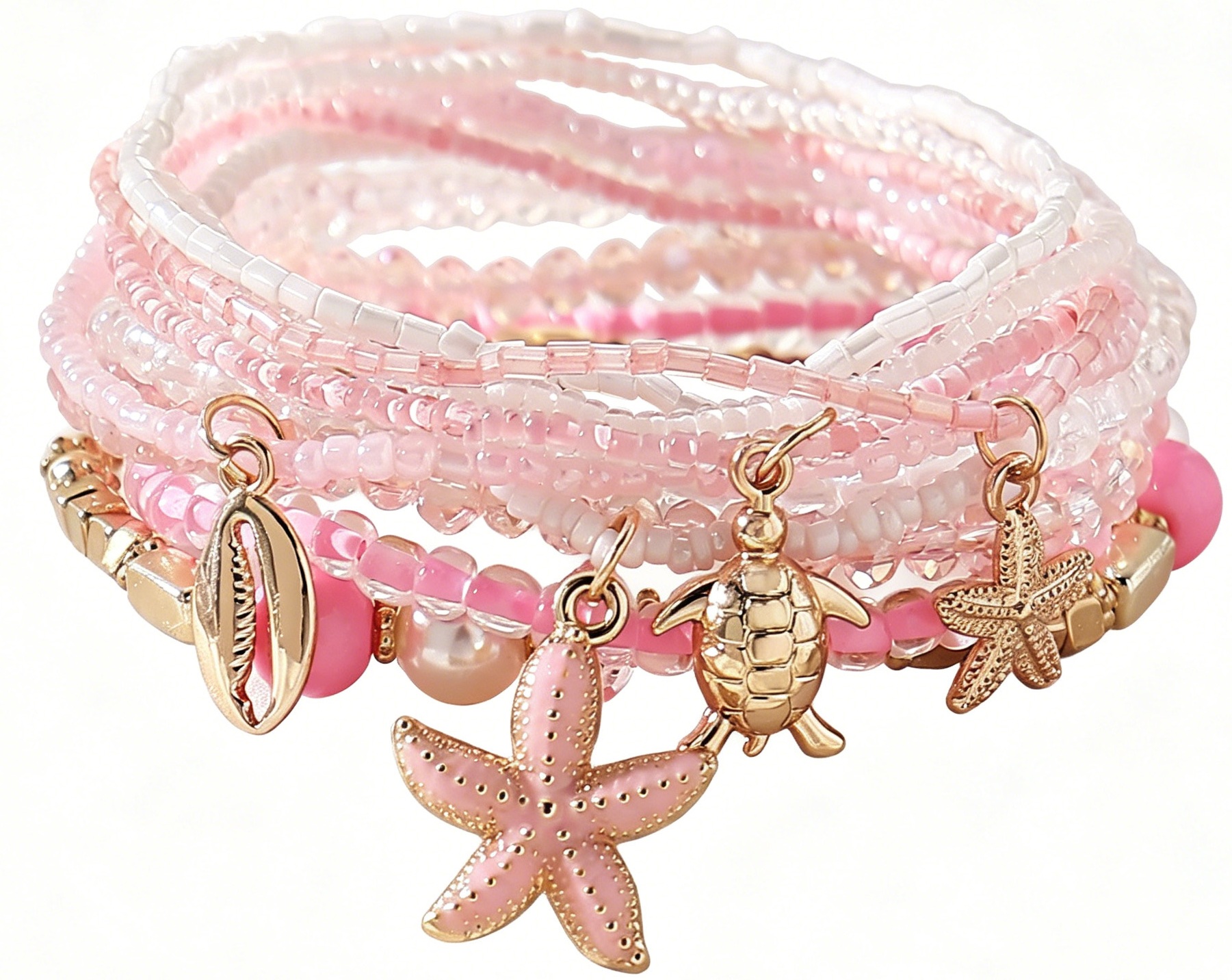 G-F4.1 B1670-060-2 Bracelet Set Starfish Pink
