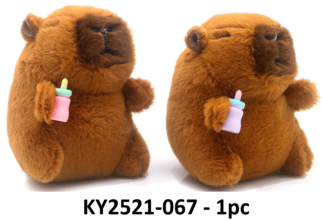 Y-F1.2 KY2521-067 Plush Keychain Capybara Bottle 11cm - Mixed Colors - 1pc