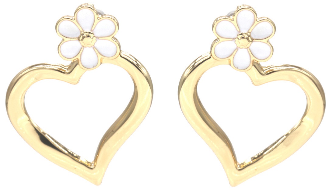 G-C21.2 E2591-159G Fashion Earrings Heart 3.5cm Gold