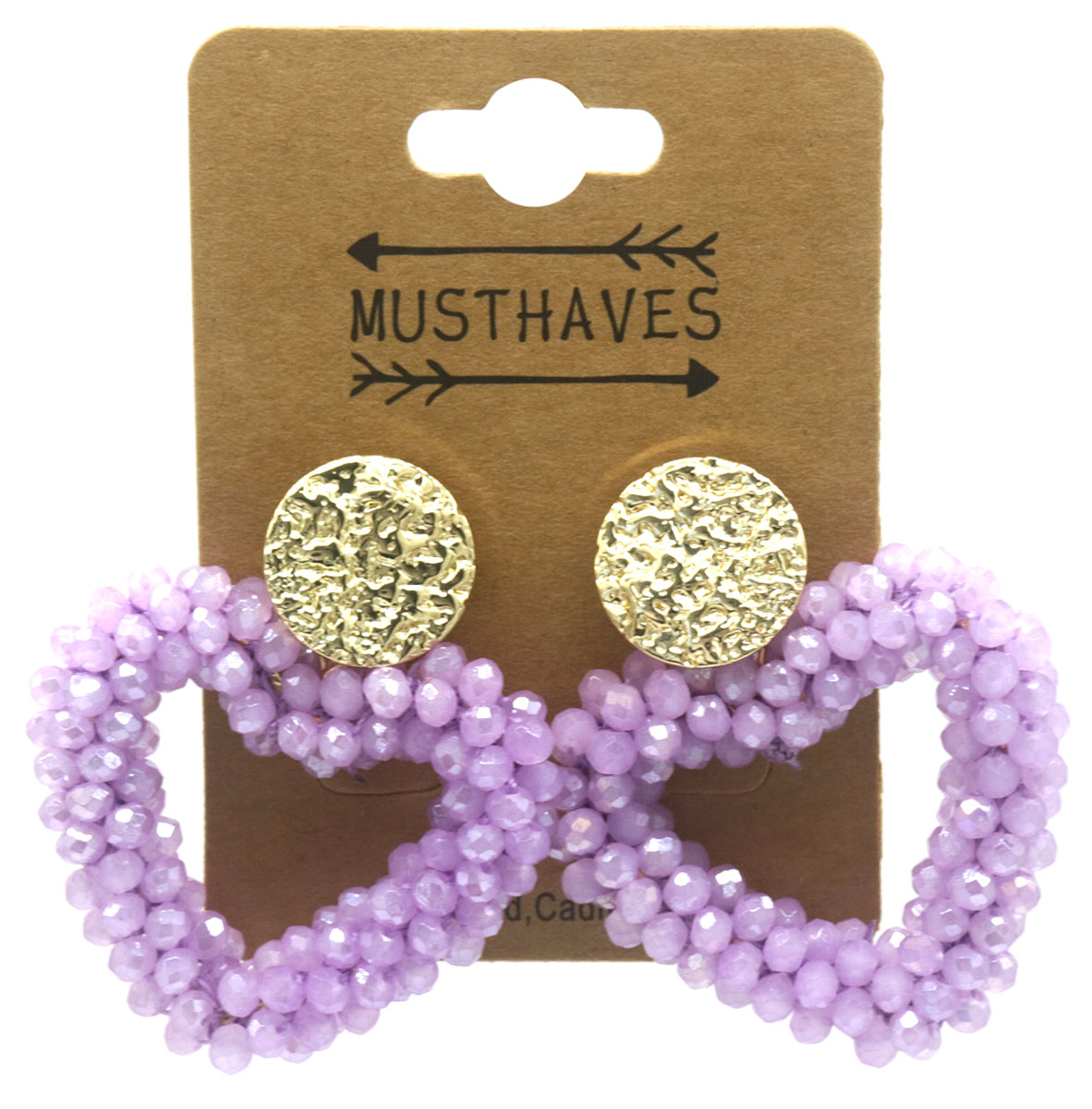 H-A2.3 E725-005 No. 3 Earrings Faceted Glassbeads Heart 4.5x4cm