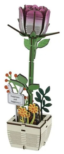 X-B4.2 TOY1153-004-4 Wooden 3D Puzzle Rose